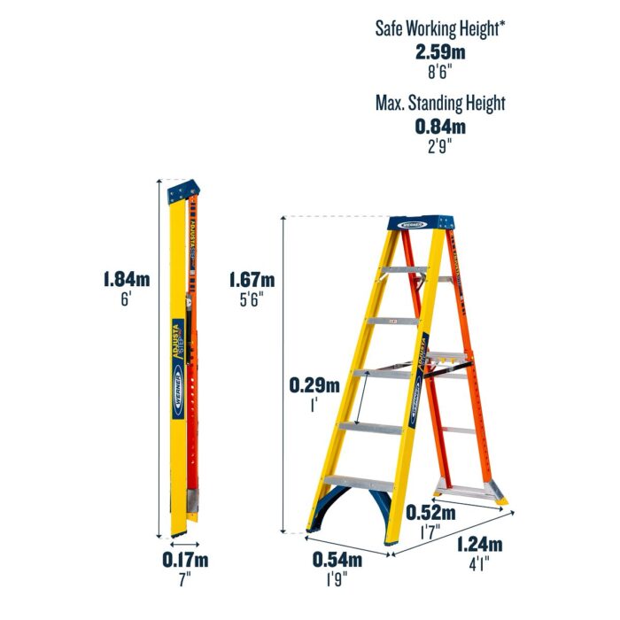 GRP WERNER AdjustaStep PRO® Stepladder 6 Tread - Image 6